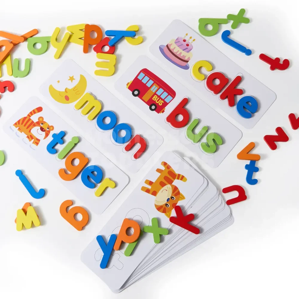 Kids Wooden Alphabet Puzzle – Educational Letter Recognition and Spelling Toy