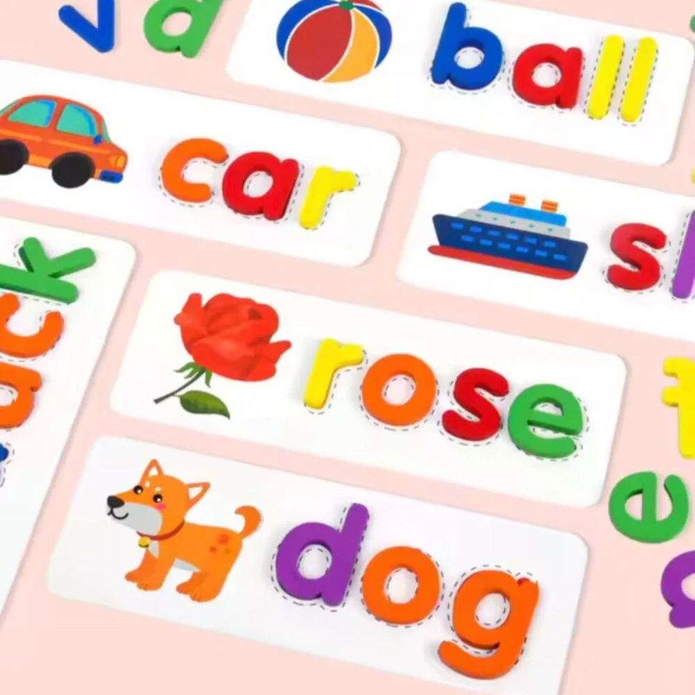 Kids Wooden Alphabet Puzzle – Educational Letter Recognition and Spelling Toy
