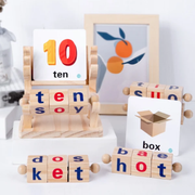 Kids Wooden Alphabet Spelling Game – ABC Letter Blocks and Word Matching Cards for Preschool Learning