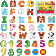 Kids Wooden Alphabet and Number Magnets – 39-Piece Animal ABC and Math Learning Set
