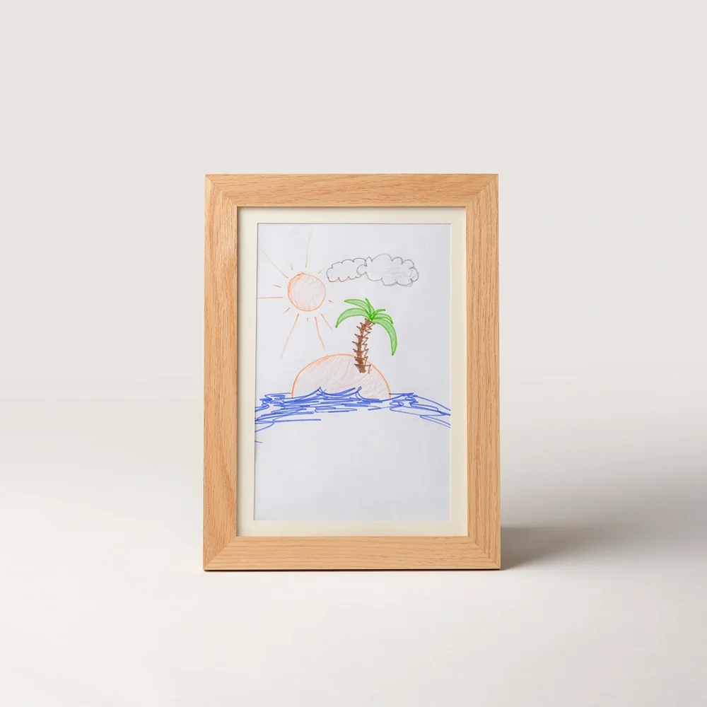 Kids Wooden Art Display Frame – A4 Picture Frame with Storage for 100 Drawings