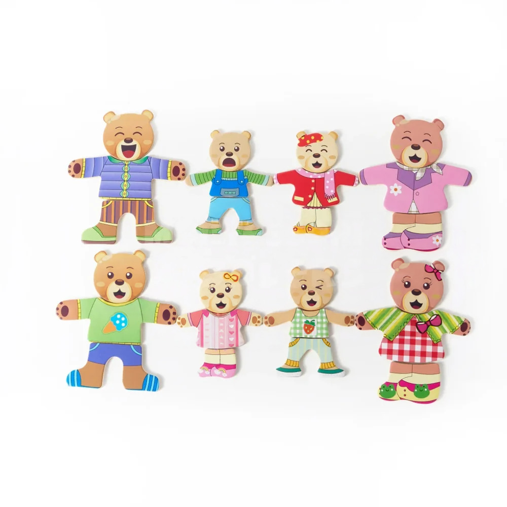 Kids Wooden Bear Dress-Up Puzzle – Educational Outfit Matching and Emotion Learning Toy