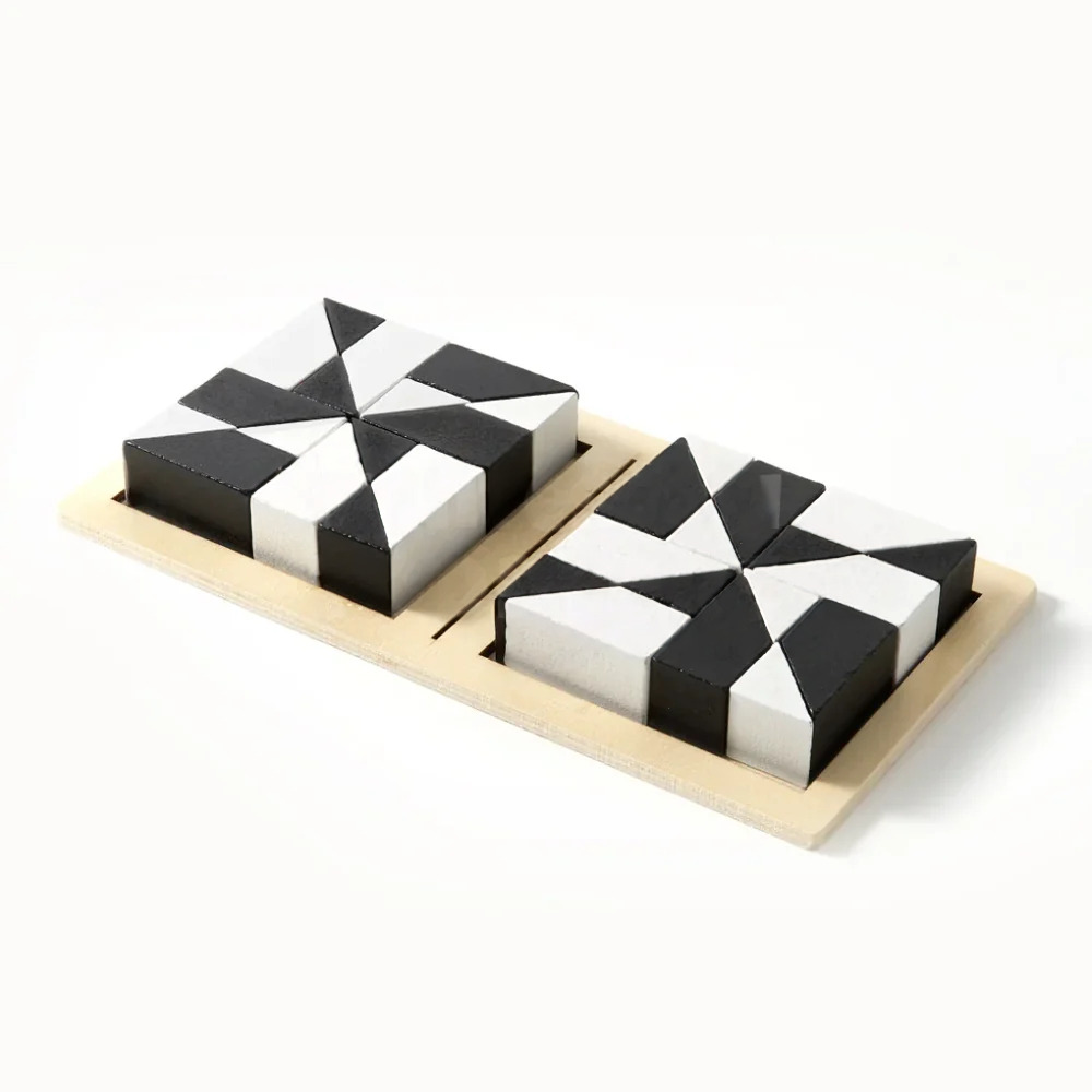 Kids Wooden Geometric Shape Puzzle – Educational Pattern Matching Game with 40 Challenge Cards