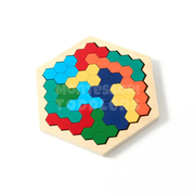Kids Wooden Hexagon Puzzle – Montessori-Inspired Geometric Shape Matching Game