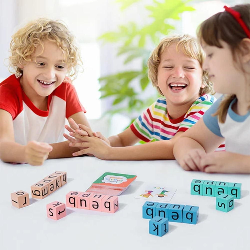 Kids Wooden Letter Matching Game – Educational Word Spelling and Vocabulary Puzzle with 54 Cards