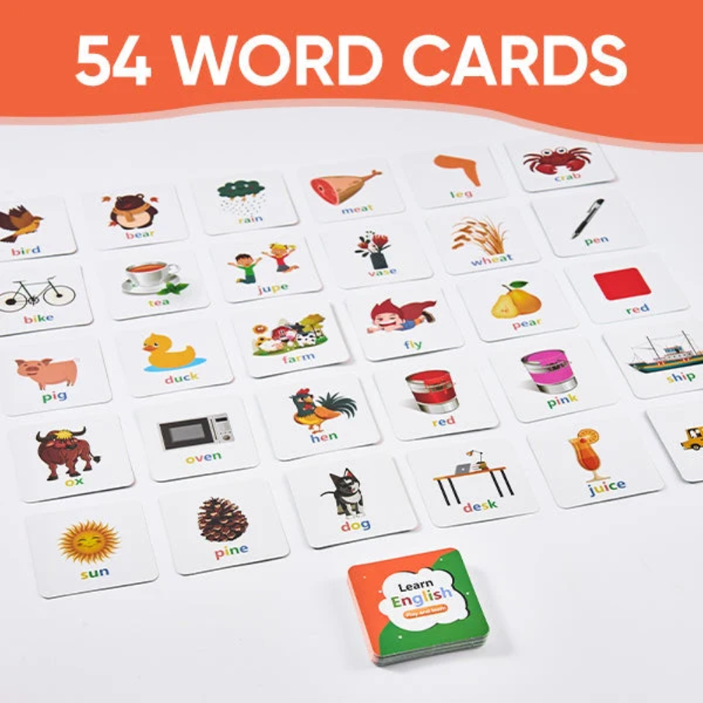 Kids Wooden Letter Matching Game – Educational Word Spelling and Vocabulary Puzzle with 54 Cards