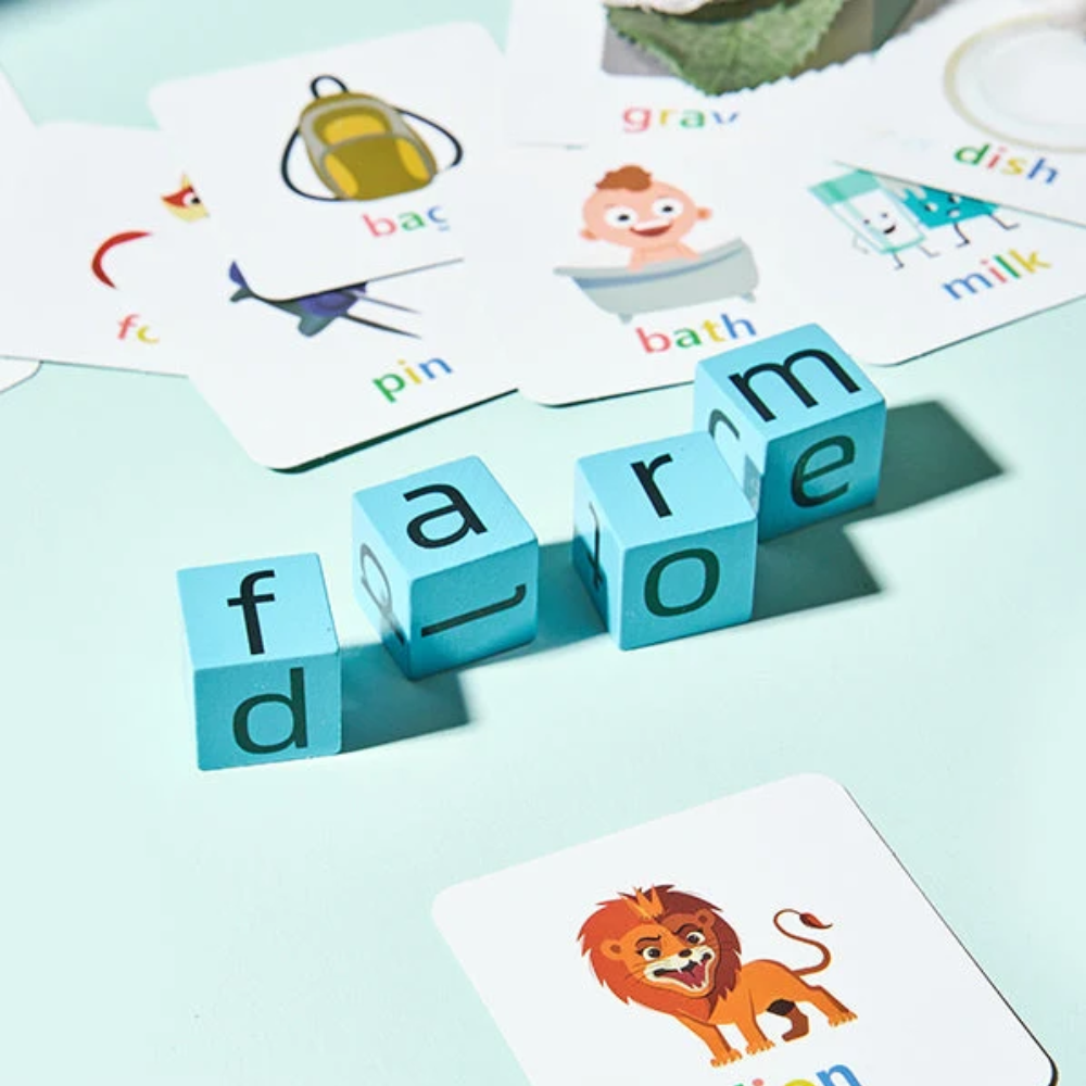 Kids Wooden Letter Matching Game – Educational Word Spelling and Vocabulary Puzzle with 54 Cards