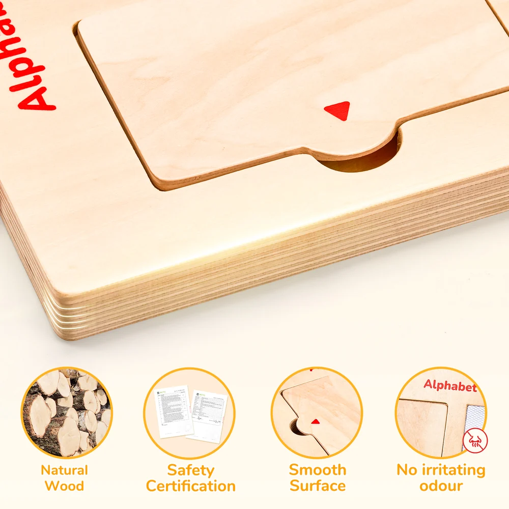 Kids Wooden Letter and Number Tracing Board – Alphabet and Number Writing Practice Set with 36 Cards