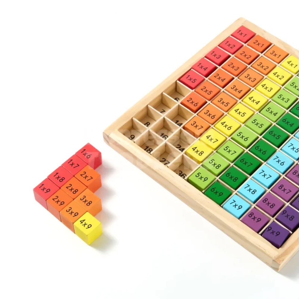 Kids Wooden Multiplication Table Board – Educational Math Learning Puzzle with 81 Blocks