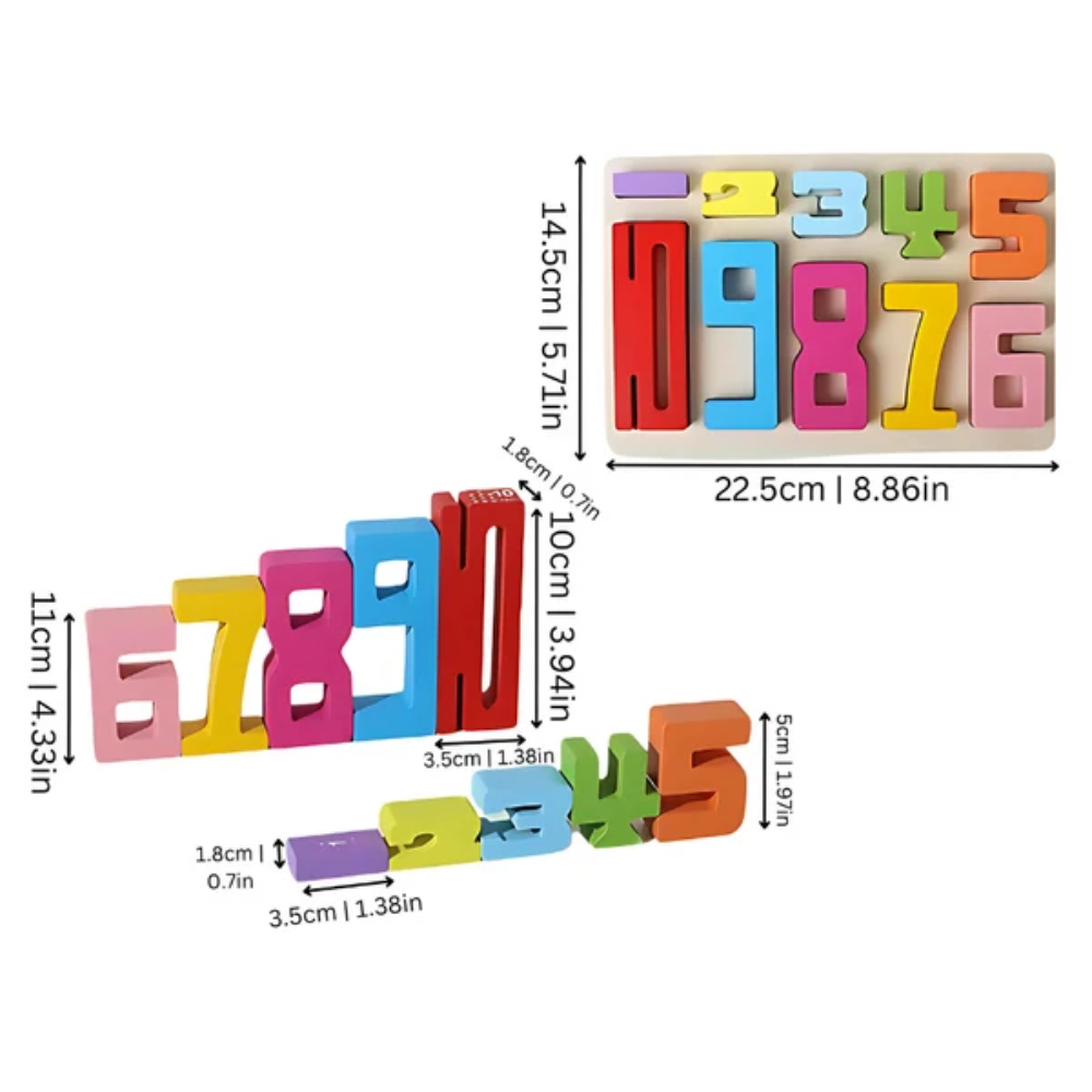 Kids Wooden Number Stacking Blocks – Educational Counting and Math Puzzle Toy with Challenge Cards