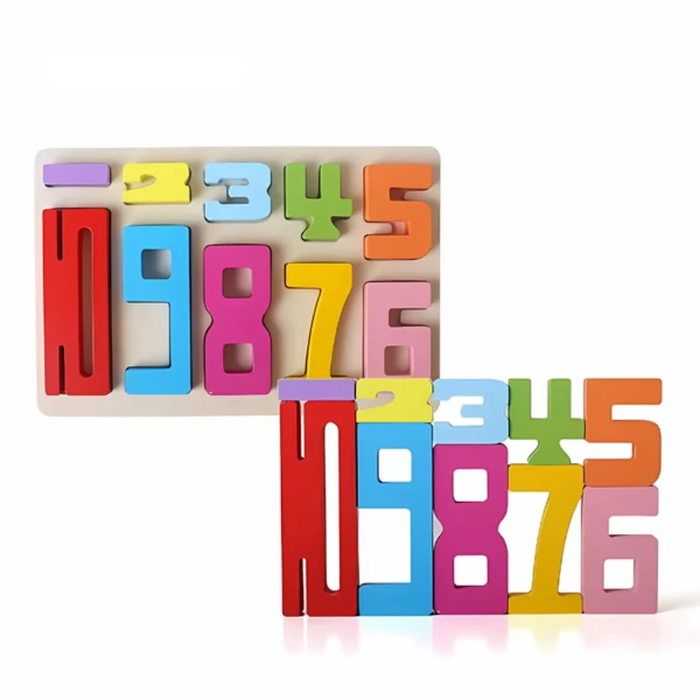 Kids Wooden Number Stacking Blocks – Educational Counting and Math Puzzle Toy with Challenge Cards