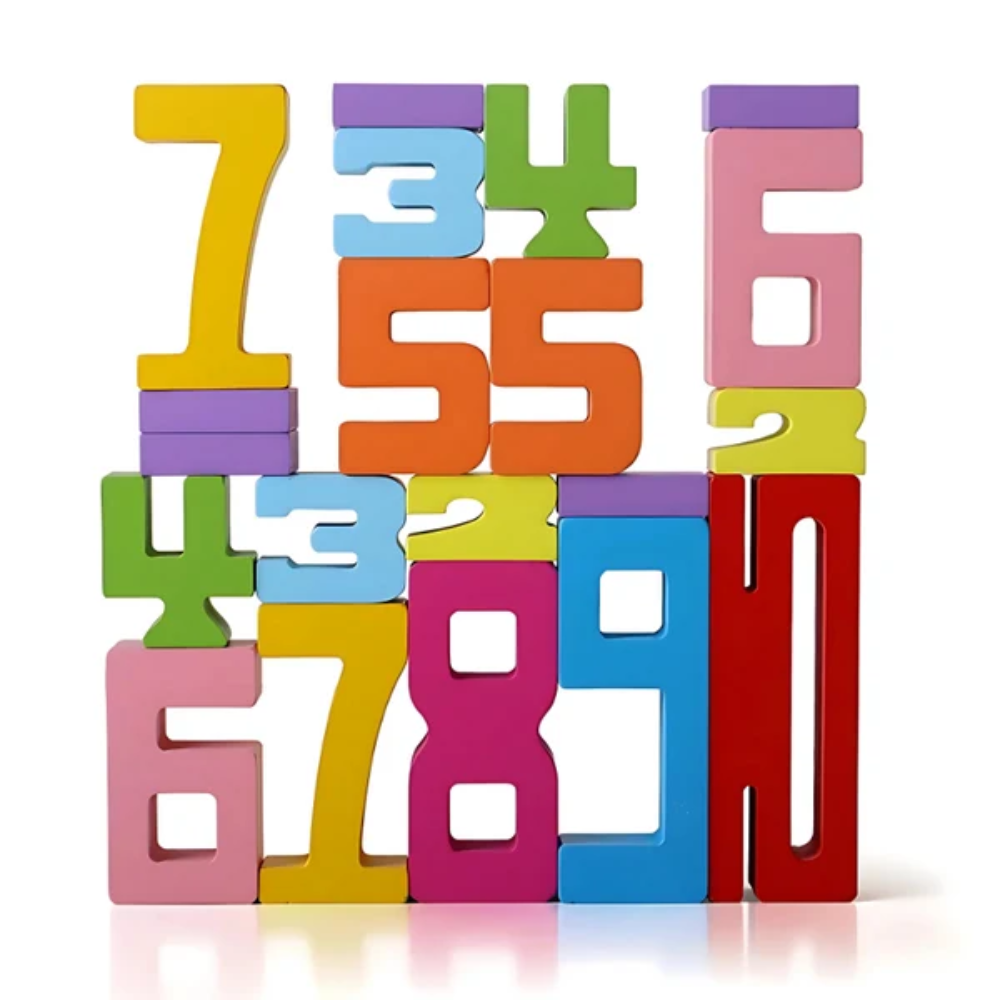 Kids Wooden Number Stacking Blocks – Educational Counting and Math Puzzle Toy with Challenge Cards