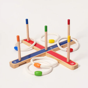 Kids Wooden Ring Toss Game – Educational 5-Ring Throwing and Scoring Challenge for Family Play