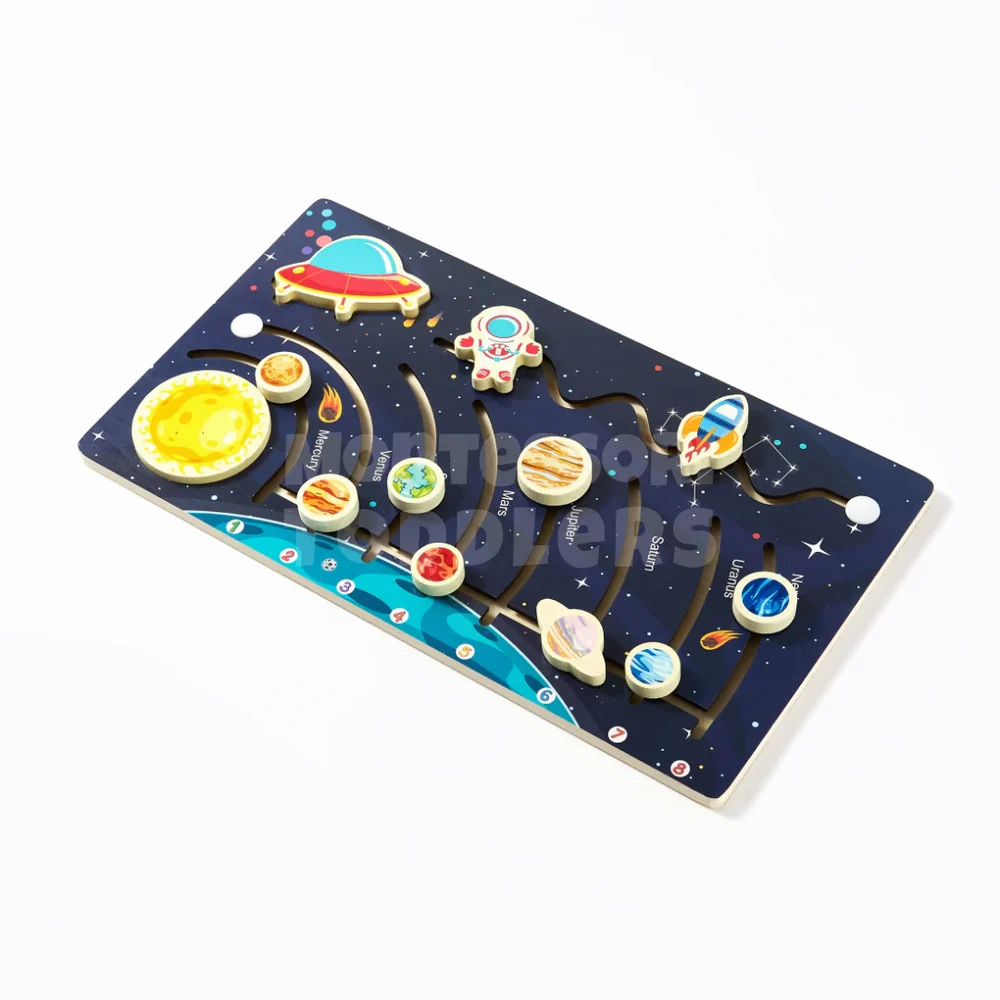Kids Wooden Solar System Puzzle – Educational Space and Planet Matching Toy