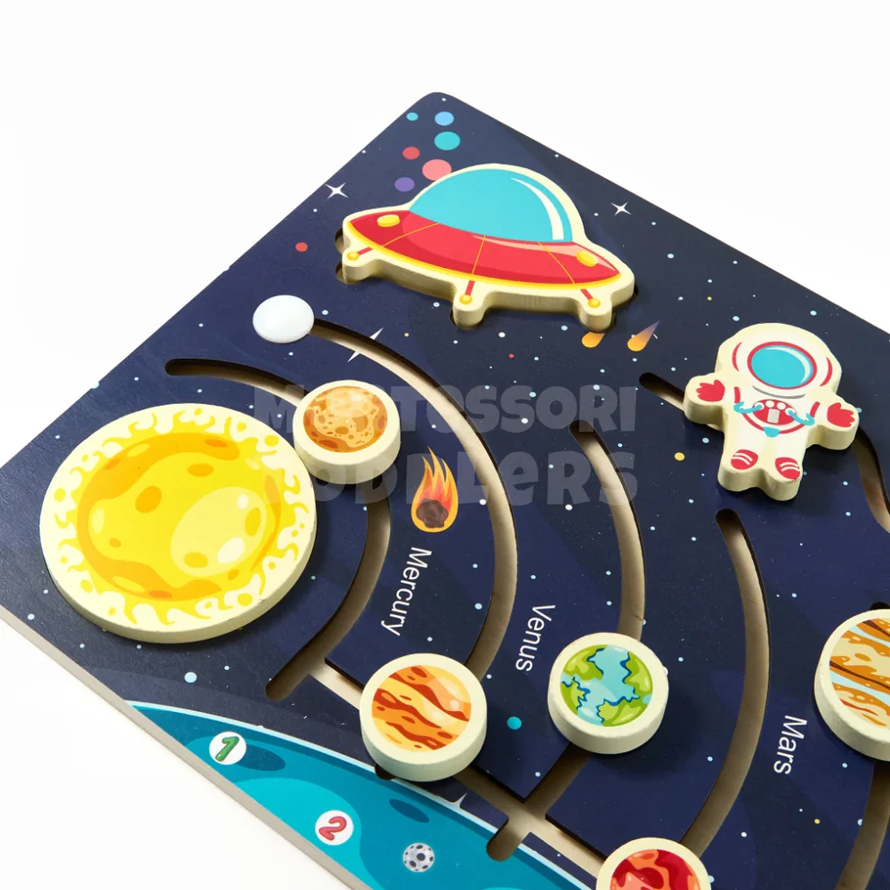 Kids Wooden Solar System Puzzle – Educational Space and Planet Matching Toy