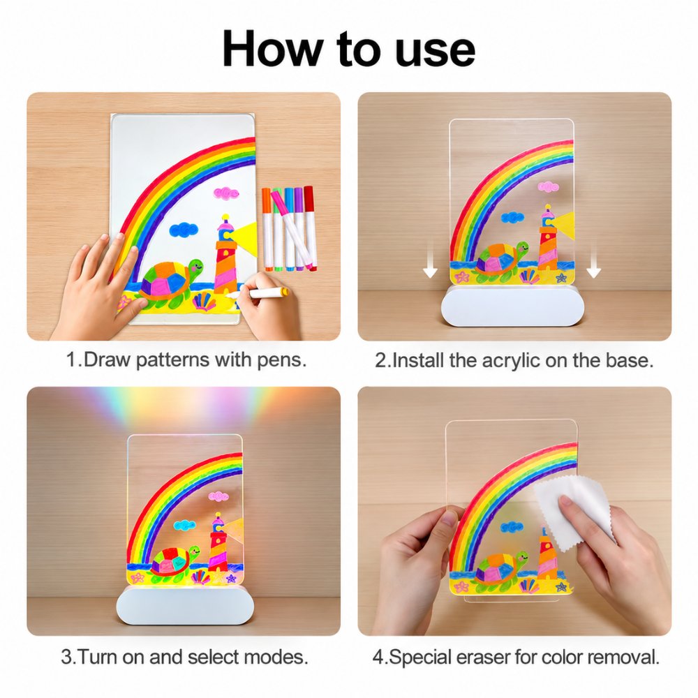 LED Drawing Board – Rechargeable Light-Up Art Board with Colorful Lighting Modes for Kids