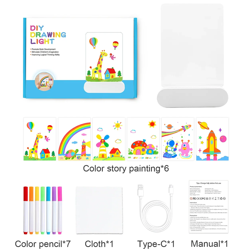 LED Drawing Board – Rechargeable Light-Up Art Board with Colorful Lighting Modes for Kids