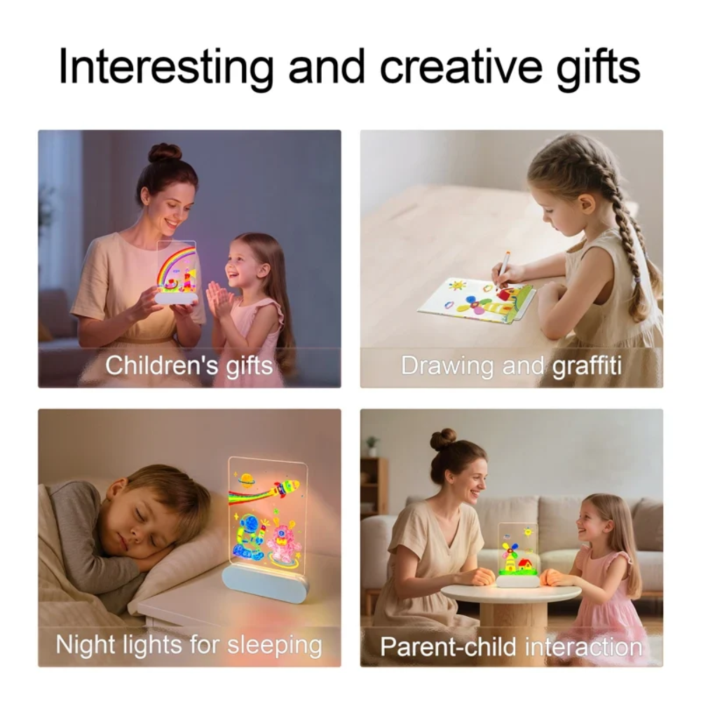 LED Drawing Board – Rechargeable Light-Up Art Board with Colorful Lighting Modes for Kids