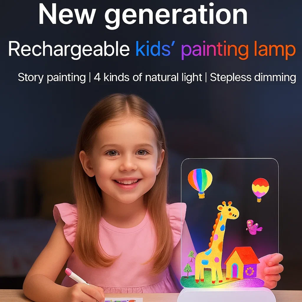 LED Drawing Board – Rechargeable Light-Up Art Board with Colorful Lighting Modes for Kids