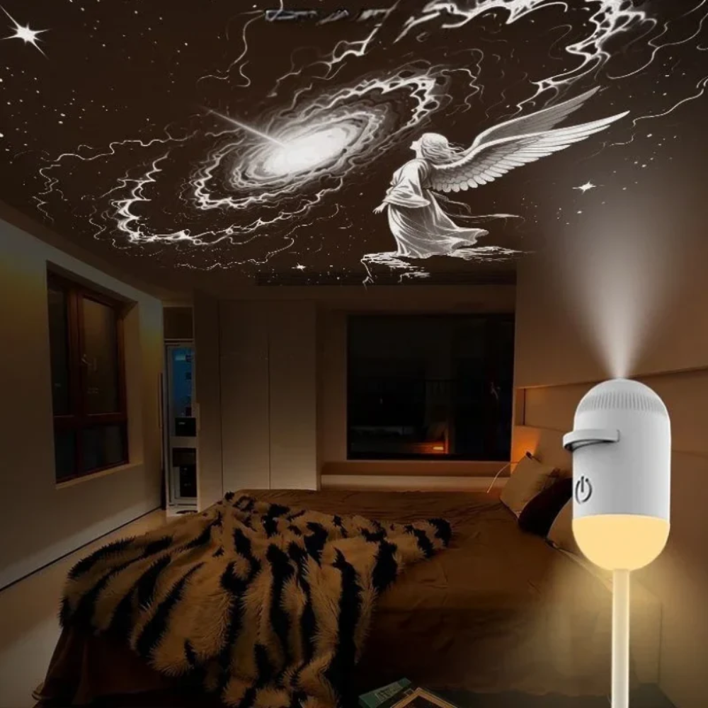 LED Galaxy Projector Lamp – Dimmable Starry Sky Night Light with USB Power