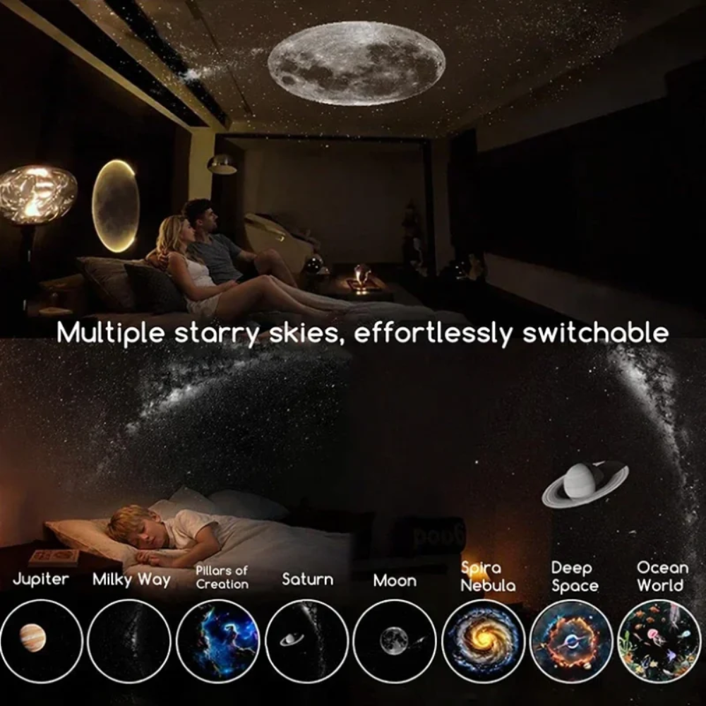 LED Galaxy Projector Lamp – Dimmable Starry Sky Night Light with USB Power