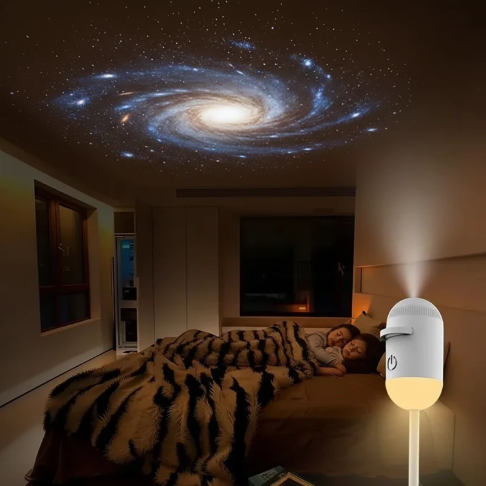LED Galaxy Projector Lamp – Dimmable Starry Sky Night Light with USB Power