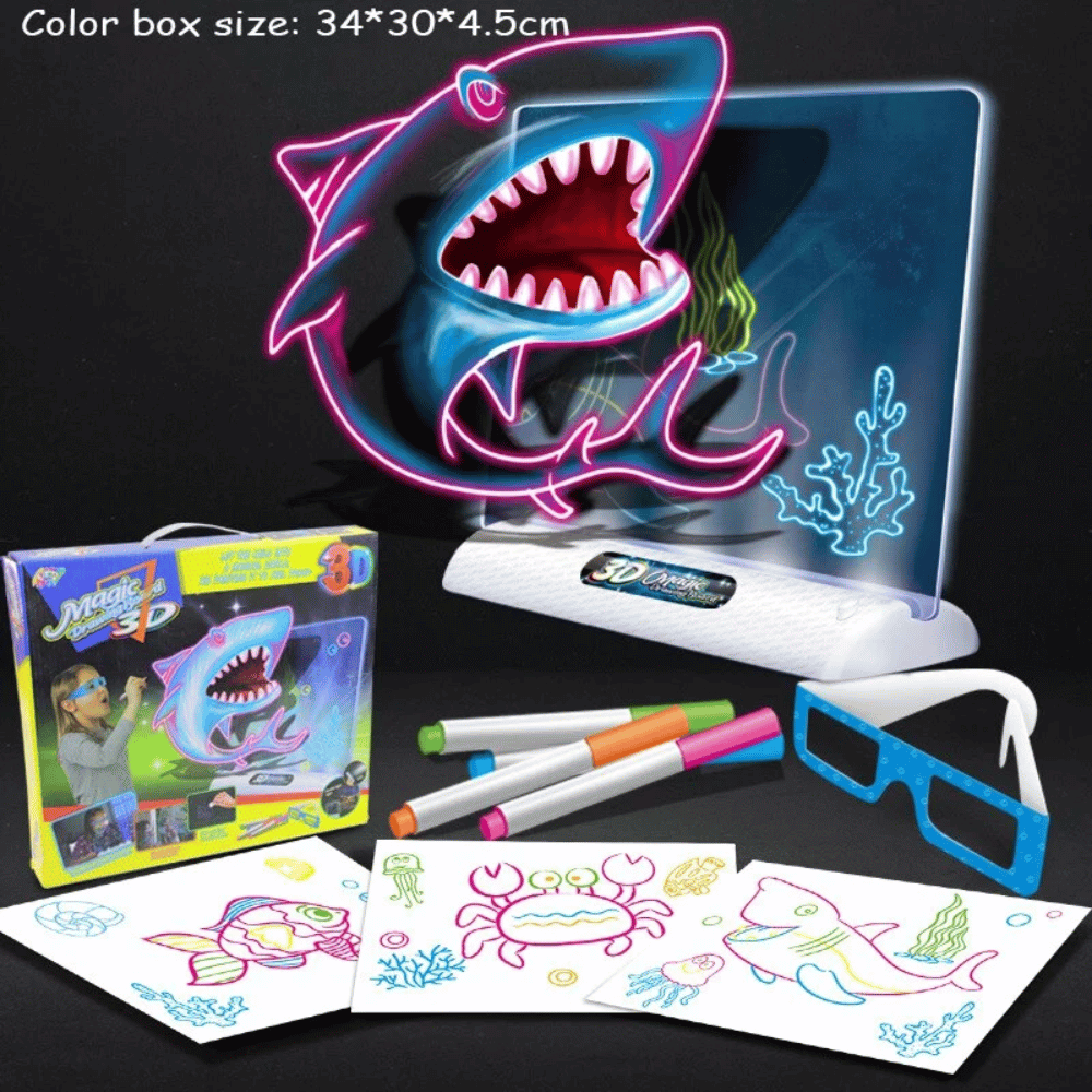 LED Magic Drawing Board – Glow-in-the-Dark 3D Art & Drawing Set for Kids