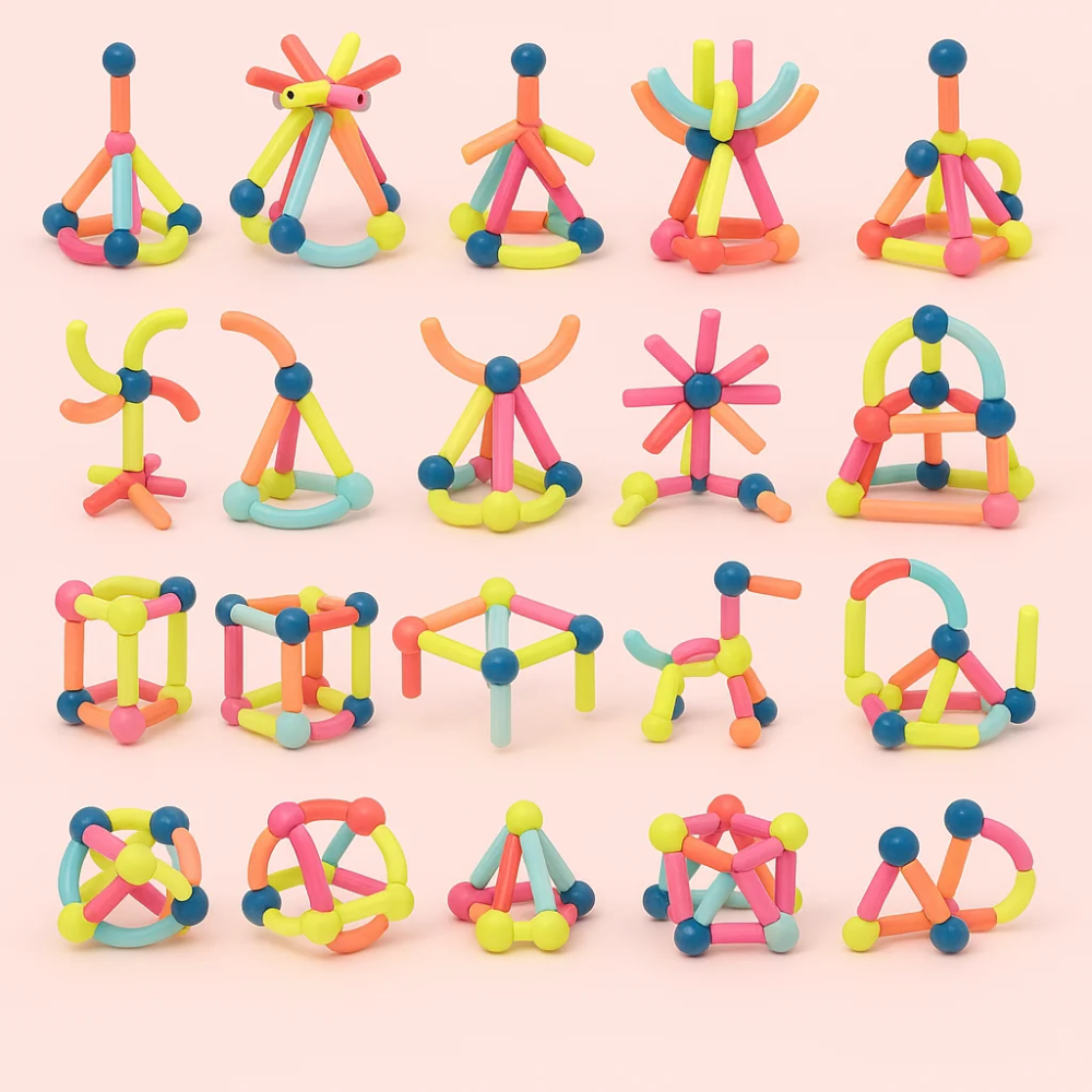 Magnetic Building Sticks Set – Colorful Construction Toys for Kids and Creative Learning