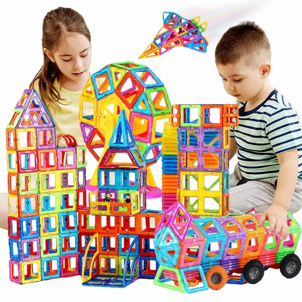Magnetic Building Tiles for Kids – Colorful Creative Construction Blocks Set