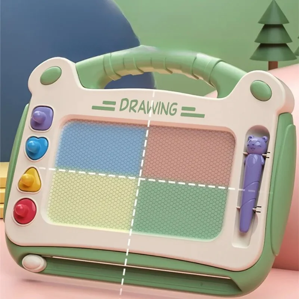 Magnetic Drawing Board for Kids – Doodle Board with Drawing Pen, Stamps and Foldable Legs