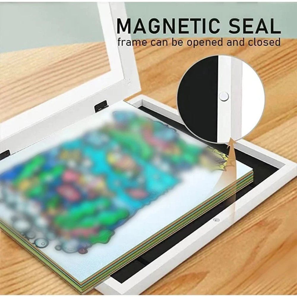 Support Sheild Magnetic Kids Art Display Frame – Wooden Picture Frame for Children's ...