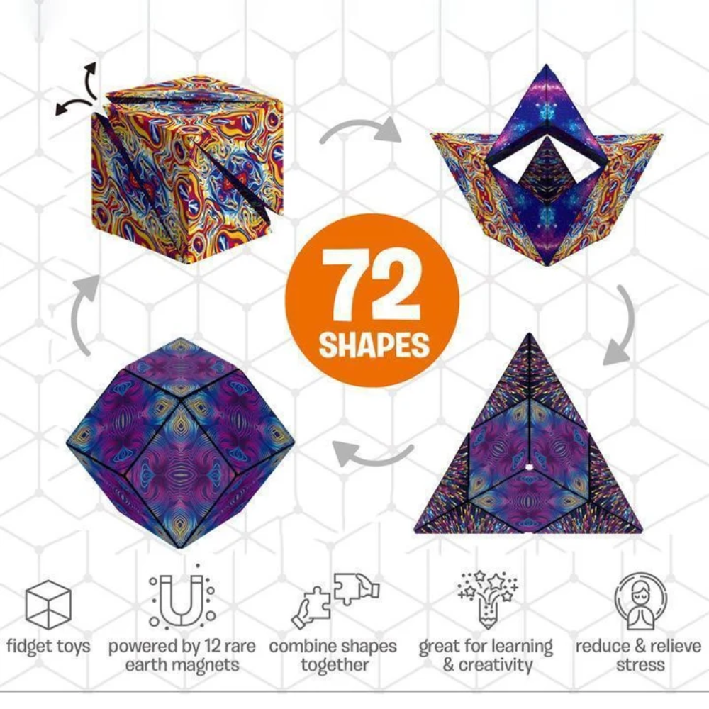 Magnetic Shape Shifting Cube – Transforming 3D Geometric Puzzle with 36 Magnets