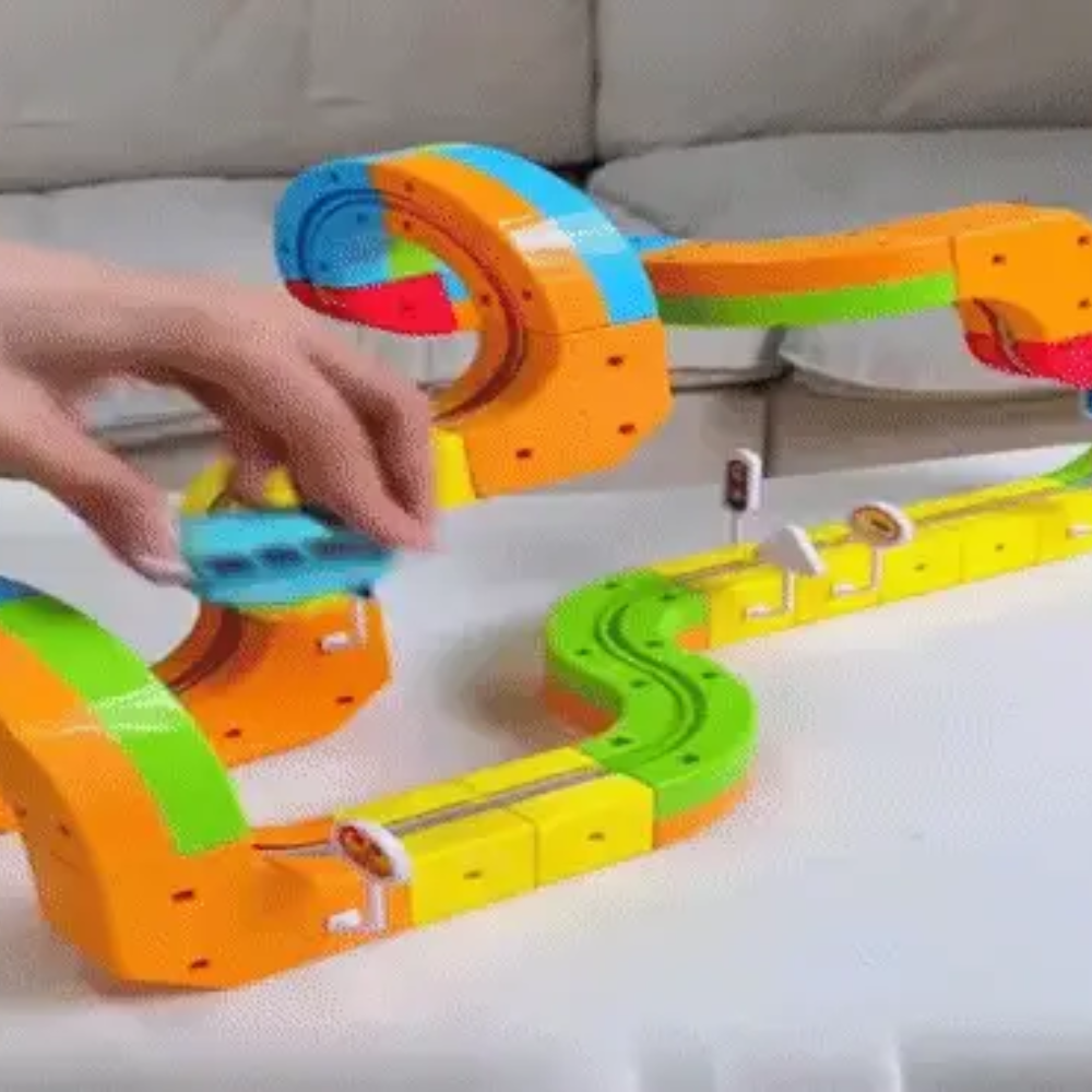 Magnetic Train Track Building Set – DIY Cube Railway Construction Toy for Kids