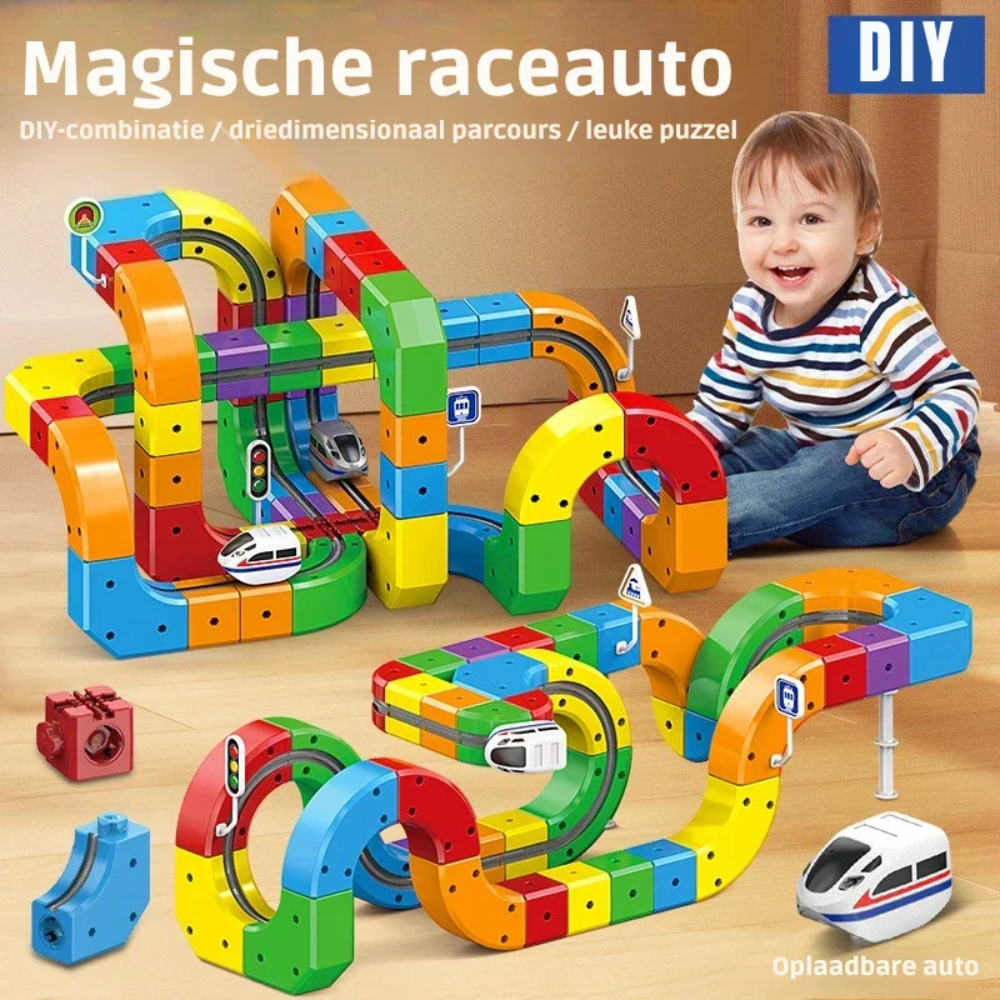 Magnetic Train Track Building Set – DIY Cube Railway Construction Toy for Kids