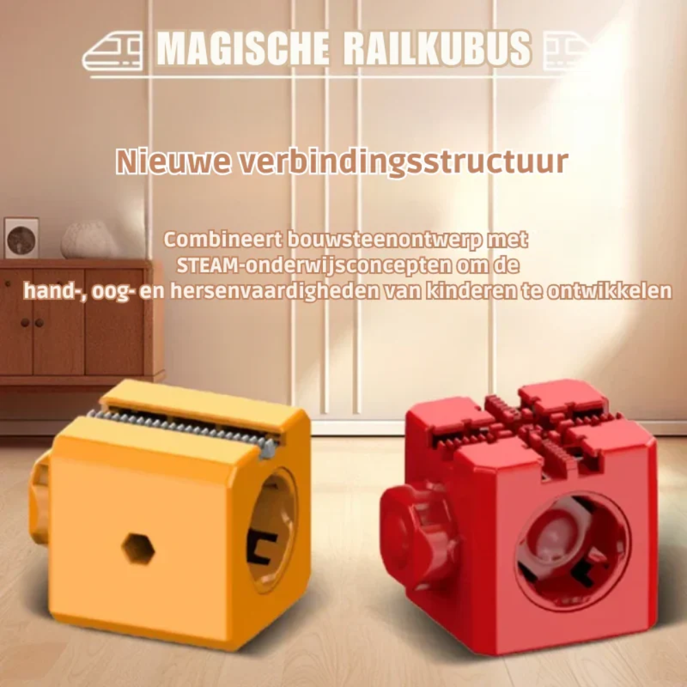 Magnetic Train Track Building Set – DIY Cube Railway Construction Toy for Kids