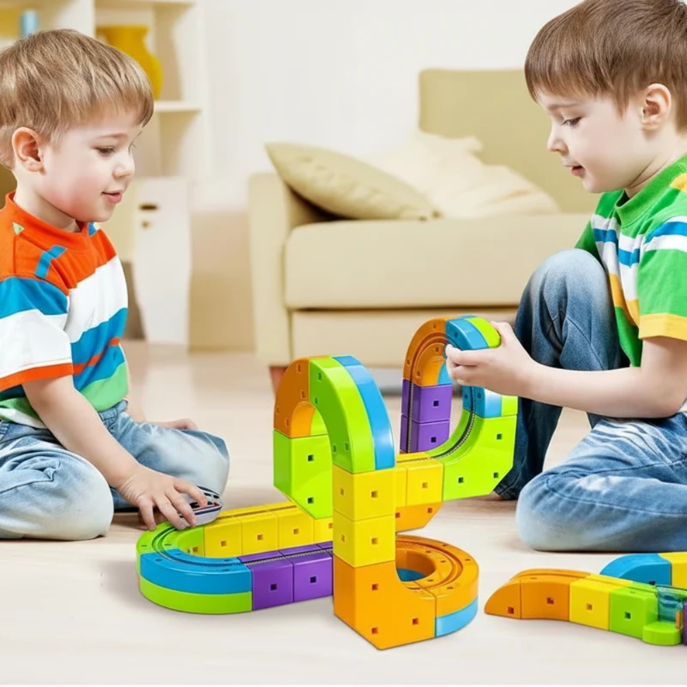 Magnetic Train Track Building Set – DIY Cube Railway Construction Toy for Kids