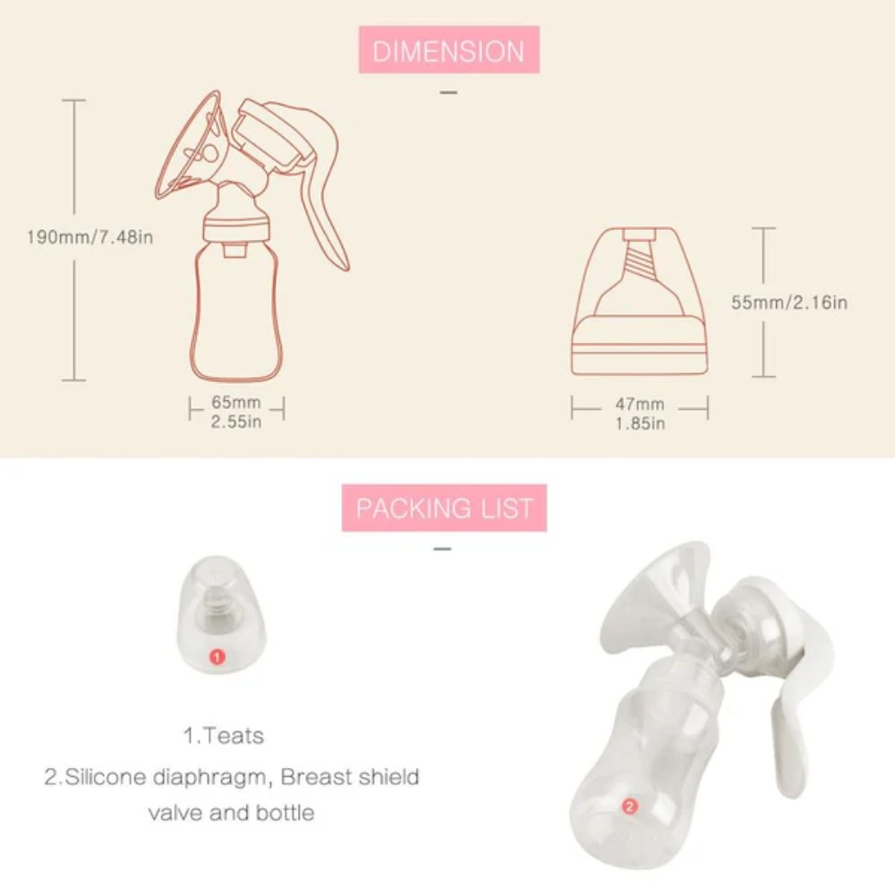 Manual Breast Pump Portable | Hand Operated Bottle Set