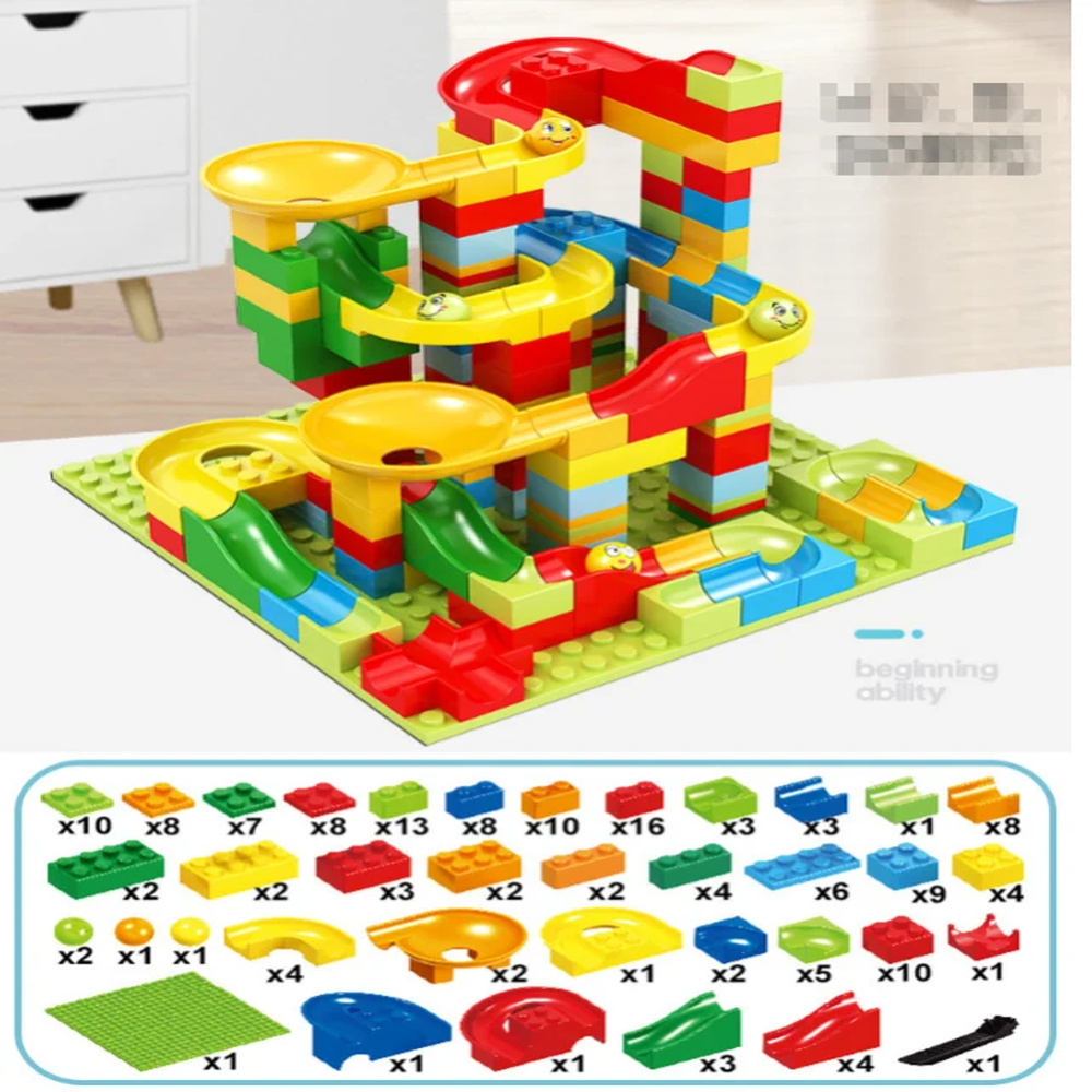 Marble Building Blocks – 168-Piece Construction Set with Slides and Balls for Kids
