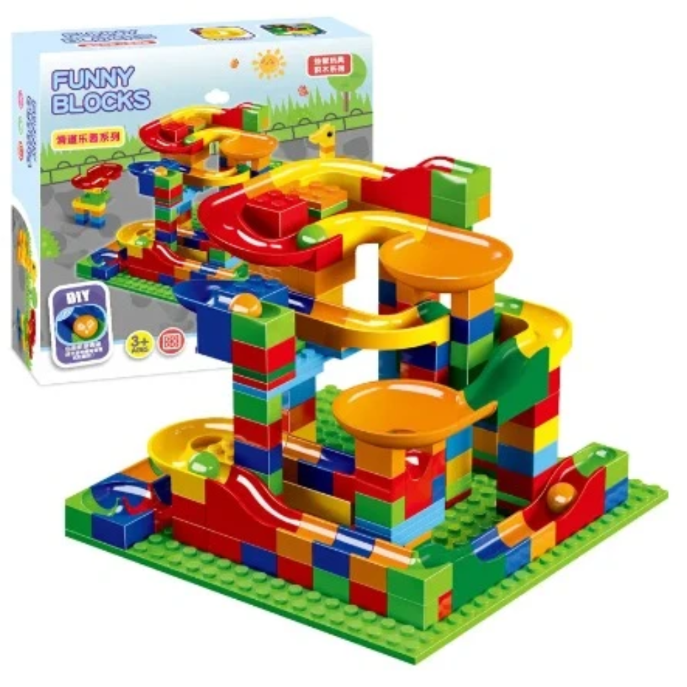 Marble Building Blocks – 168-Piece Construction Set with Slides and Balls for Kids