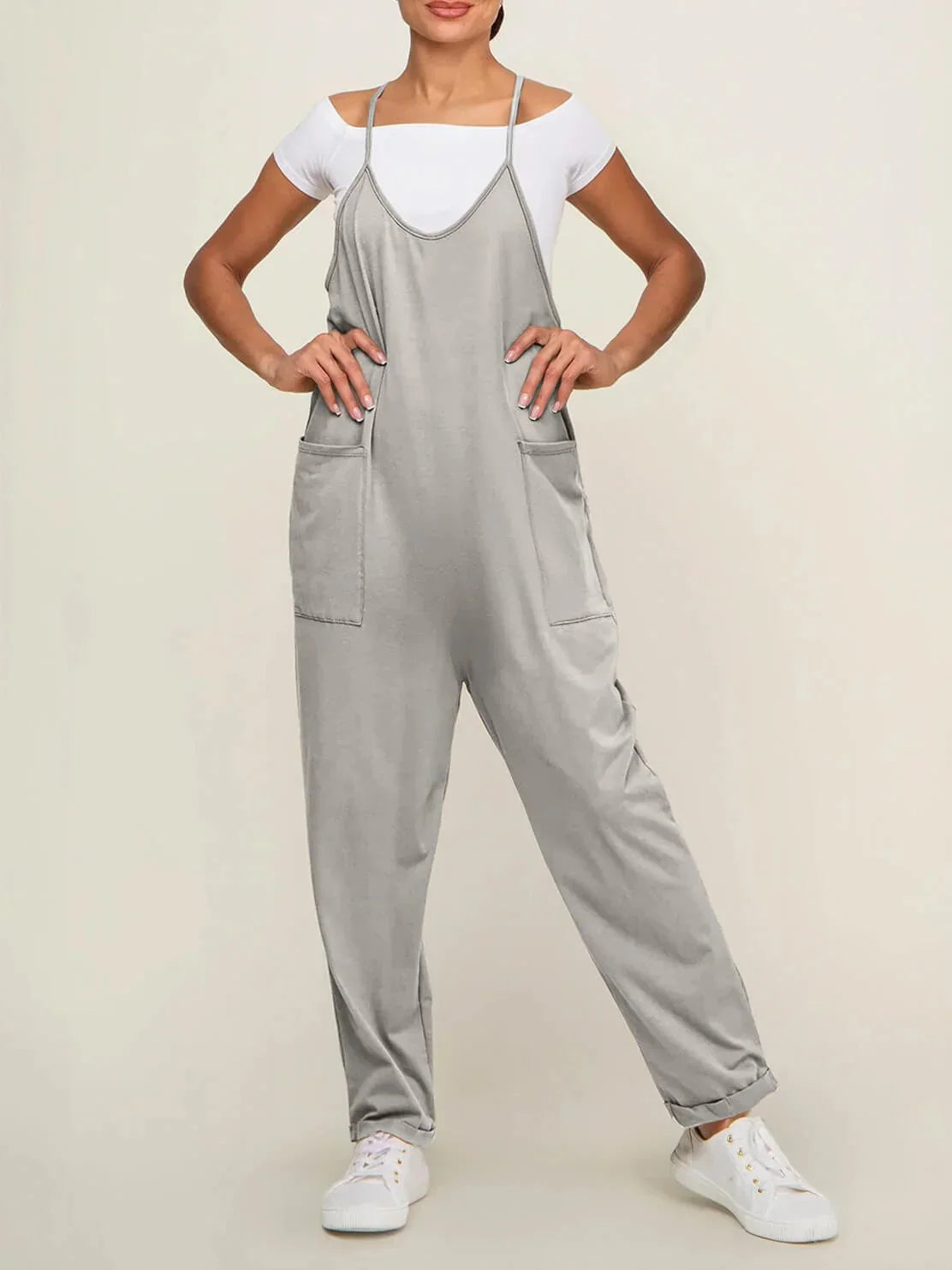 Maternity Jumpsuit – Loose Fit Wide Leg Overalls with Pockets