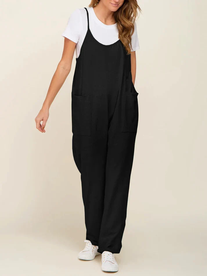Maternity Jumpsuit – Loose Fit Wide Leg Overalls with Pockets