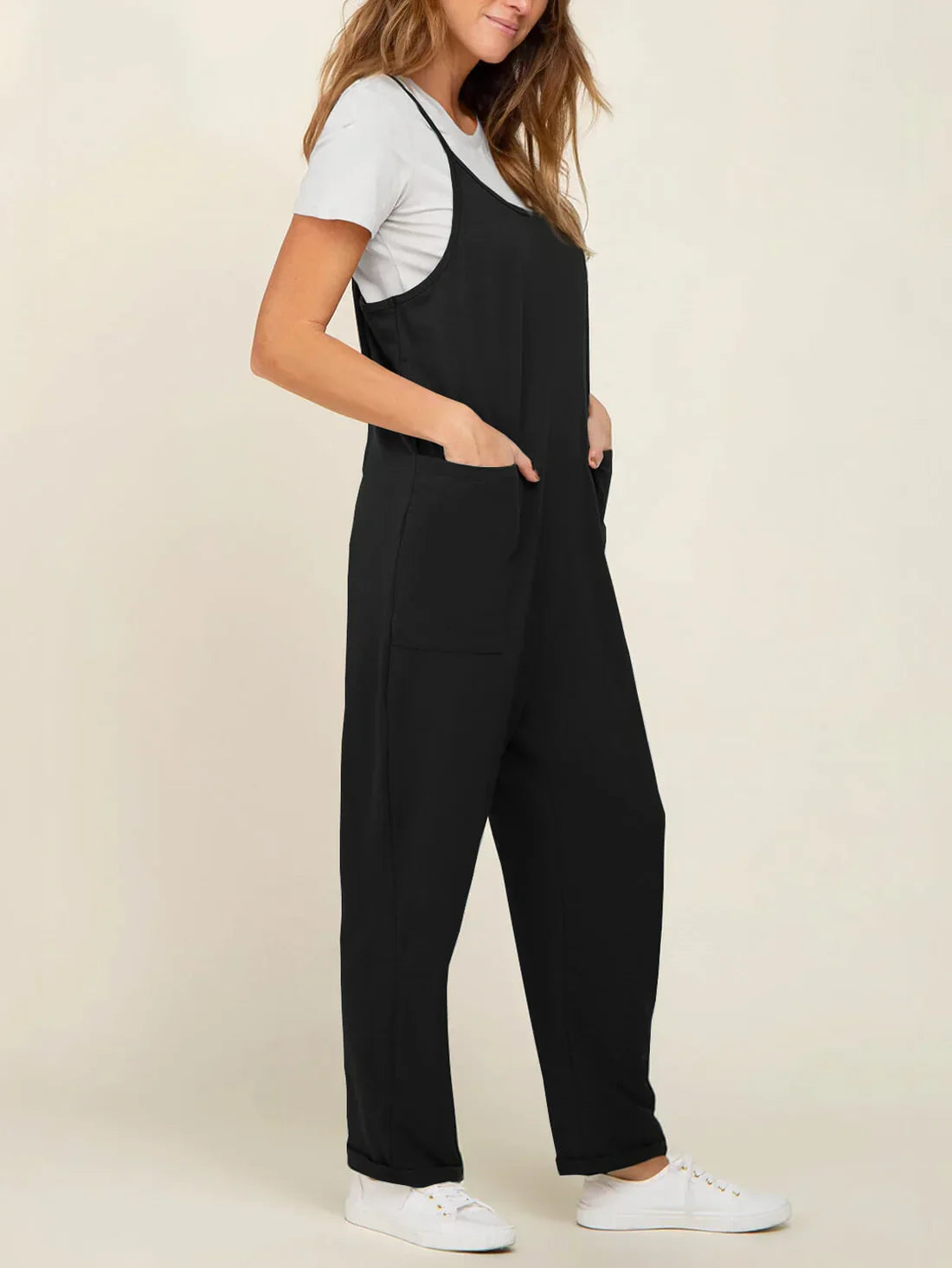Maternity Jumpsuit – Loose Fit Wide Leg Overalls with Pockets