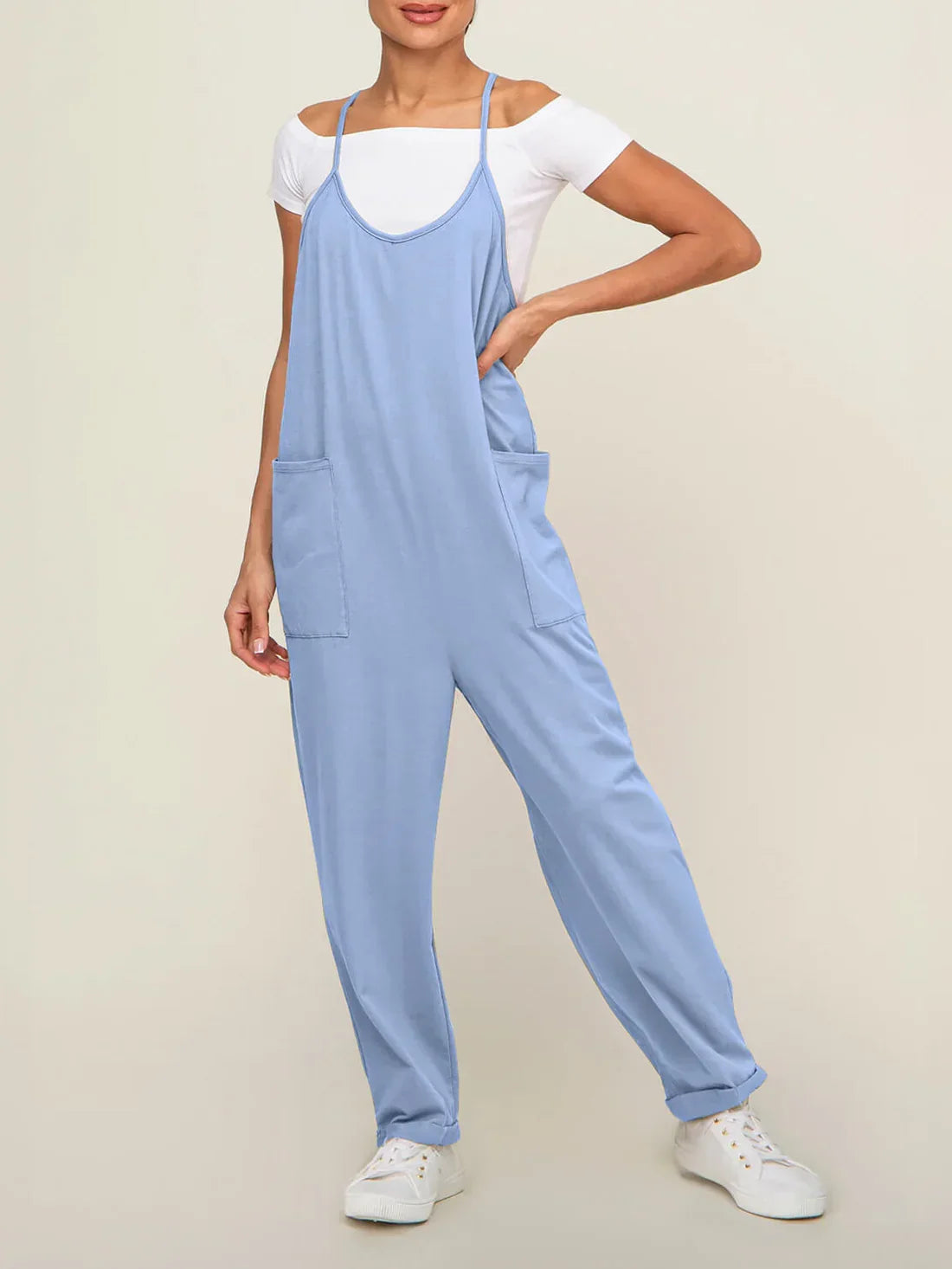 Maternity Jumpsuit – Loose Fit Wide Leg Overalls with Pockets