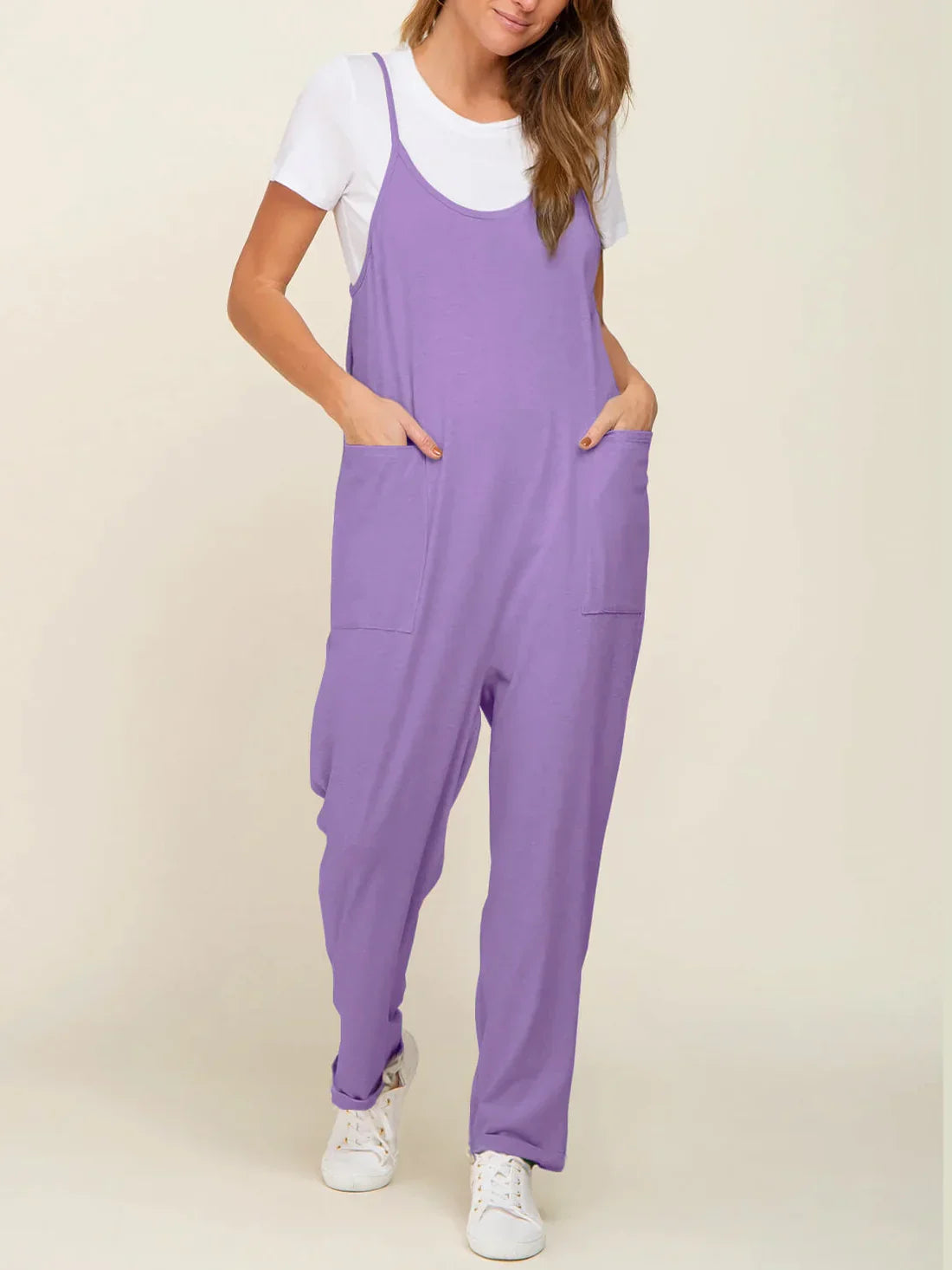 Maternity Jumpsuit – Loose Fit Wide Leg Overalls with Pockets