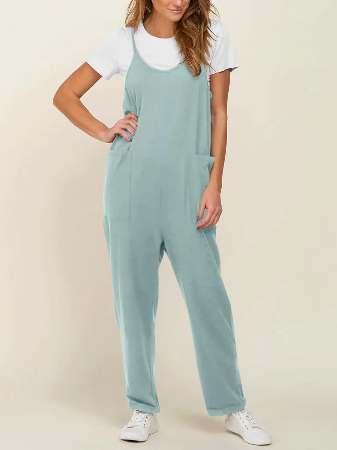 Maternity Jumpsuit – Loose Fit Wide Leg Overalls with Pockets