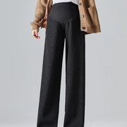 Maternity Wide Leg Pants – Ribbed Cotton Trousers with Stretch Waistband