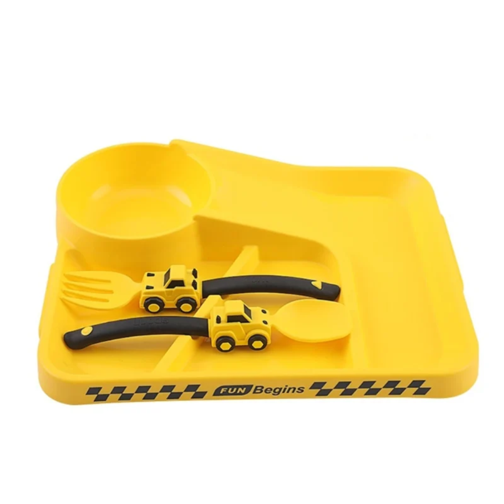 MealChamp Kids Construction Utensils – Fun Fork, Spoon and Plate for Toddlers