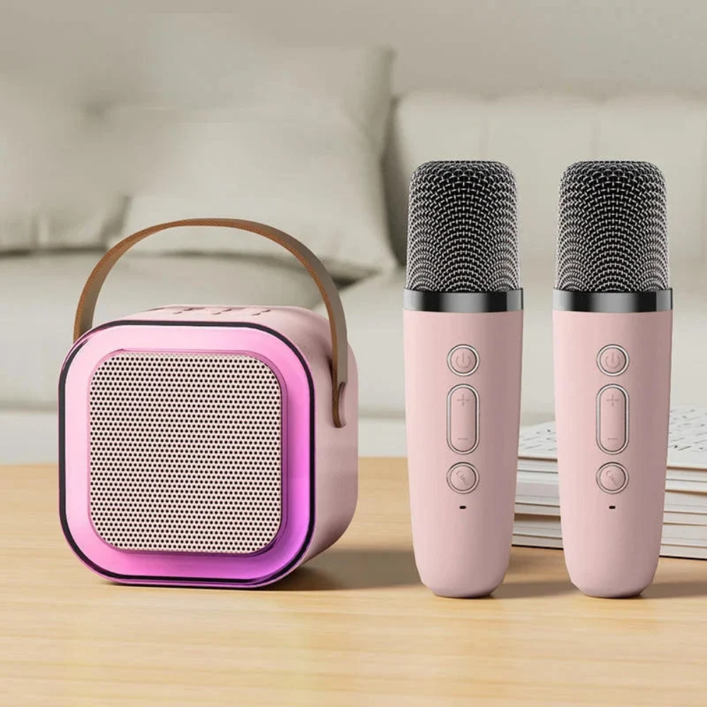 Mini Karaoke Set – Portable Bluetooth Speaker with 2 Wireless Microphones