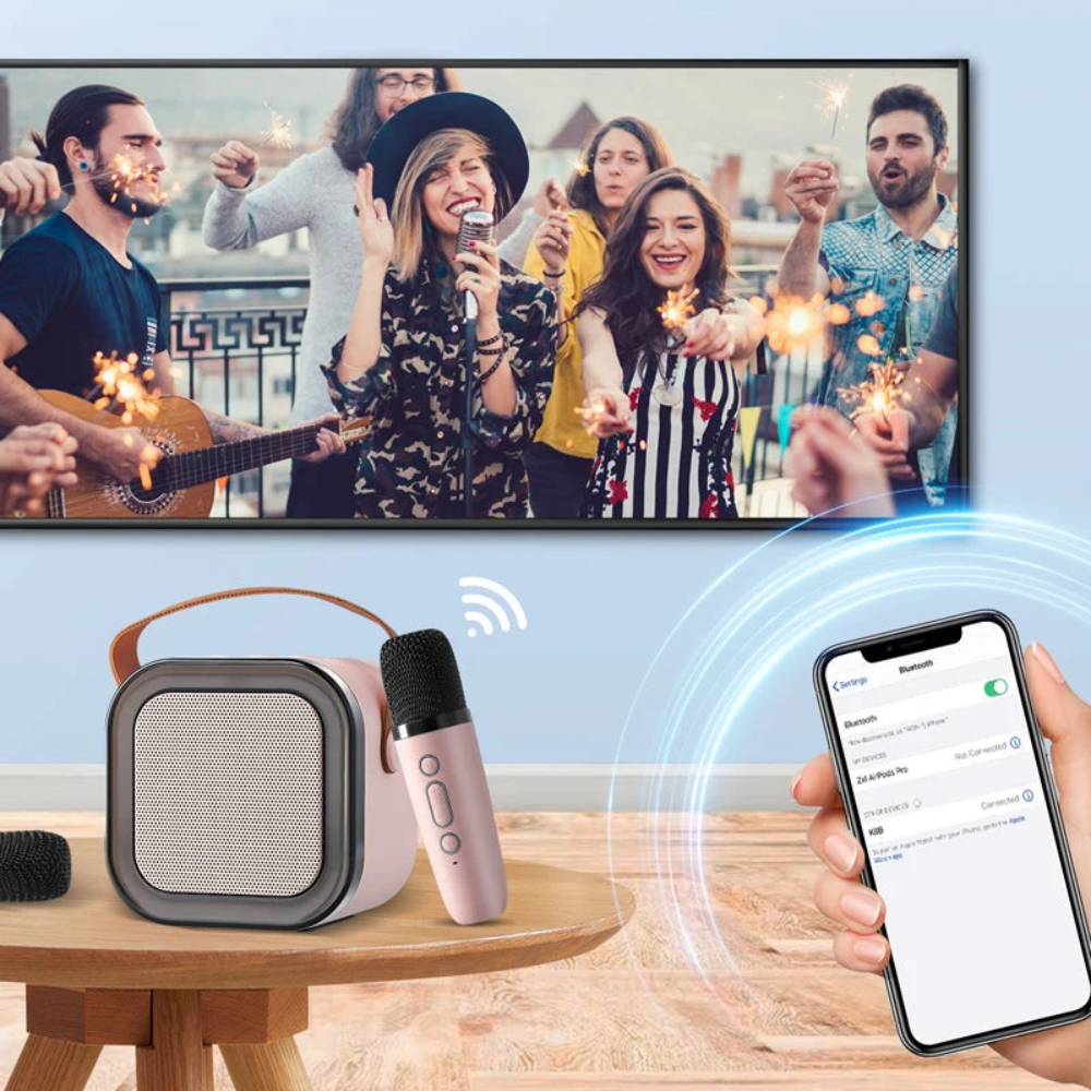Mini Karaoke Set – Portable Bluetooth Speaker with 2 Wireless Microphones
