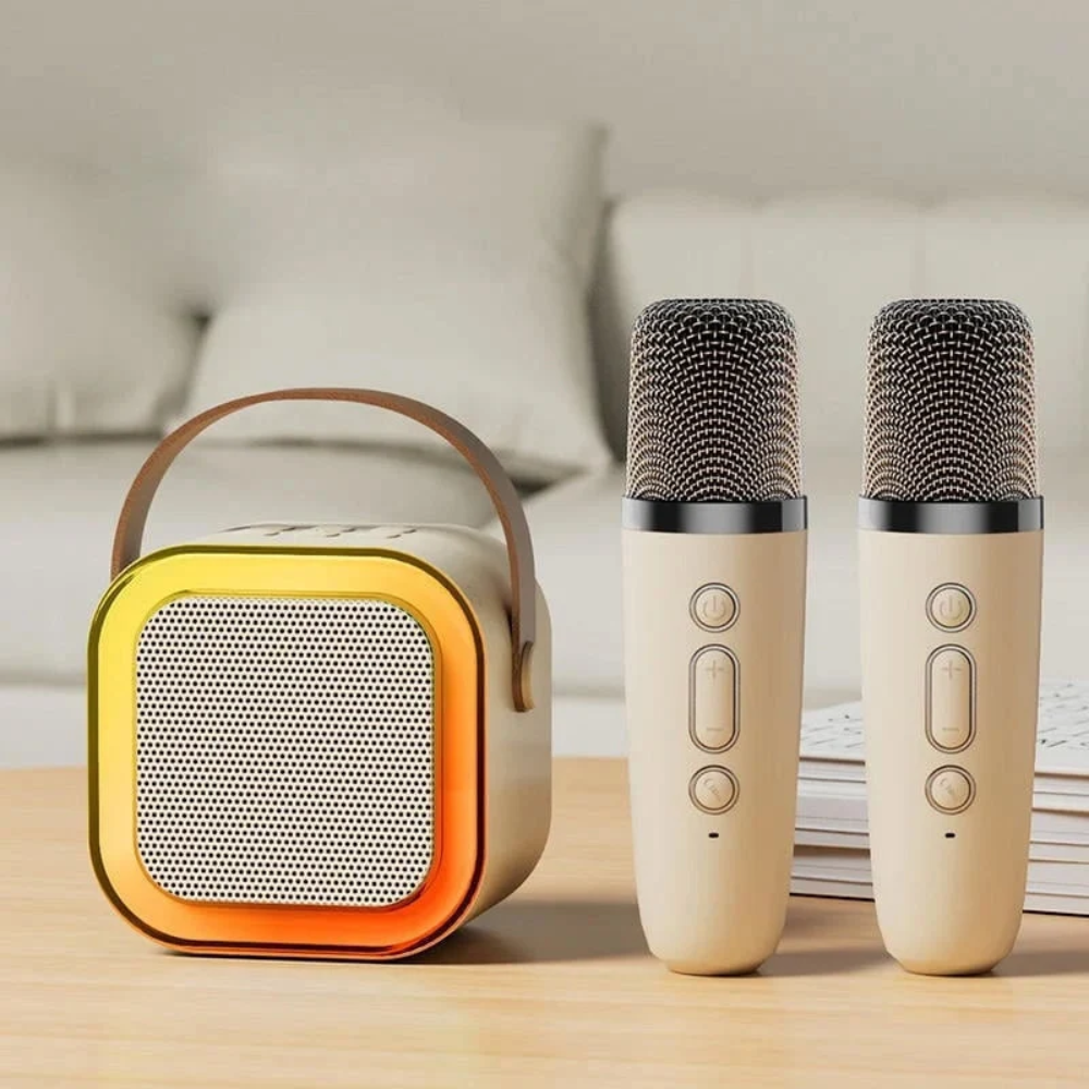Mini Karaoke Set – Portable Bluetooth Speaker with 2 Wireless Microphones